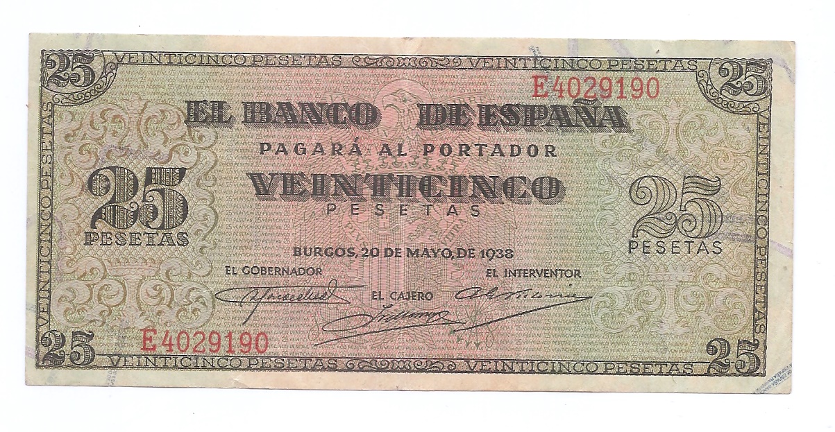  ESTADO ESPAÑOL AÑO 1938 DE 25 PTS